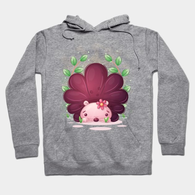 Cute hedgehog with flower Hoodie by NoonDesign